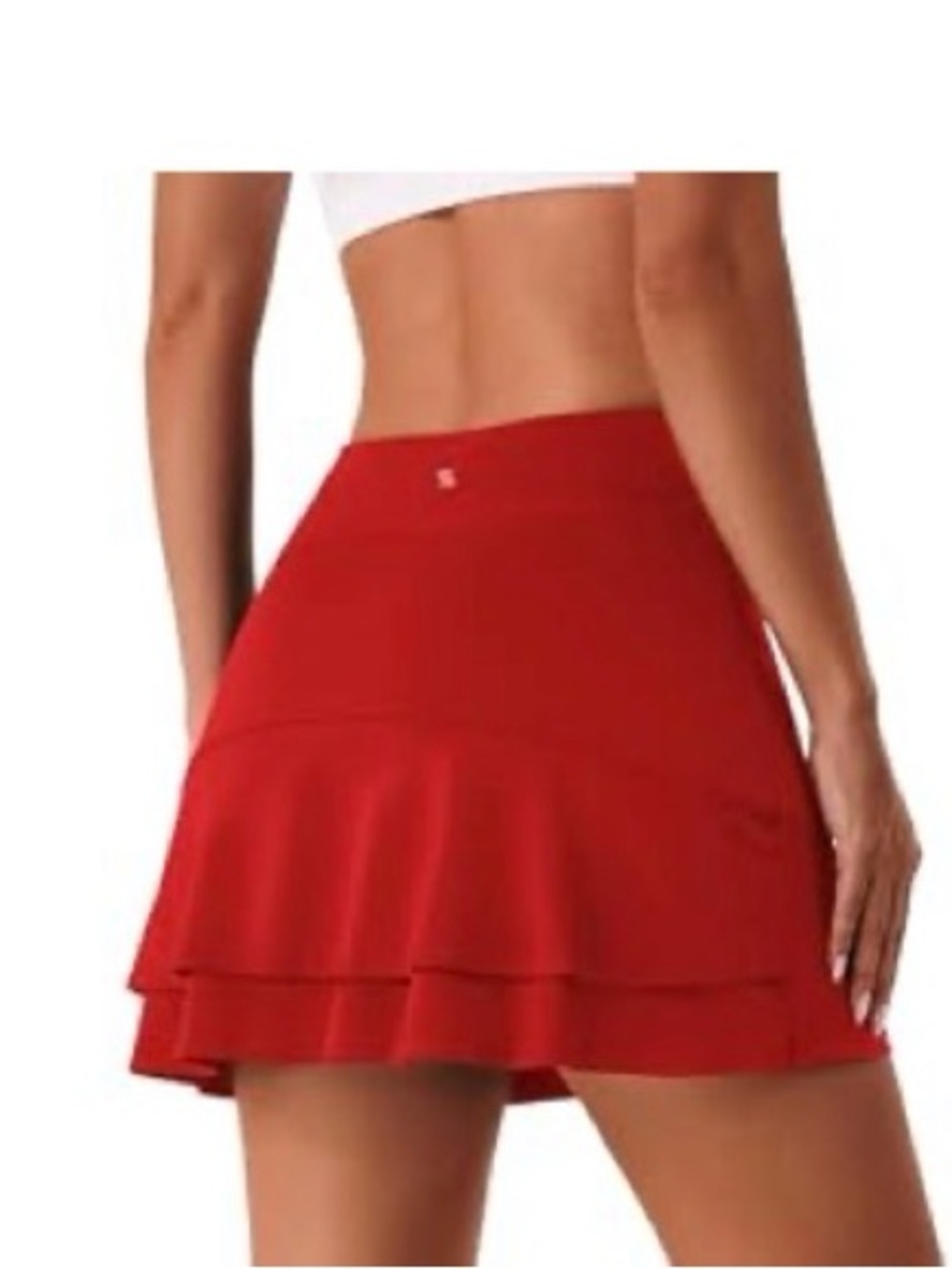 High-Rise Red Tiered Active Mini Skirt